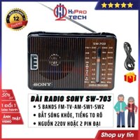 Đài Radio Sony 703 Fm-Am 5 Band Sóng Khỏe, Tặng Dây Nguồn 220V, Đài Cắm Điện Sony Cổ Điển Cho Người Già - H2Pro Tech