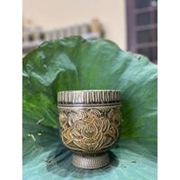 Đài sen, bình cắm hoa có lỗ, bình hoa khắc tay hình sen, lọ hoa decor Bát Tràng