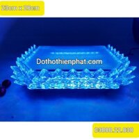 Đài Sen Pha lê Thờ Quan Âm Vuông Đèn LED 7 màu 23cm x 28cm