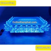 Đài Sen Pha Lê Thờ Quan Âm Vuông Đèn LED 7 màu 21cm x 27cm