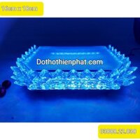 Đài sen pha lê thờ Quan Âm vuông đèn LED 7 màu 16cm x 18cm