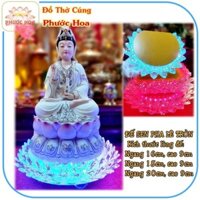 Đài sen tròn để tượng Phật có đèn LED tự động đổi màu, đế sen tượng Phật Tam Thánh,