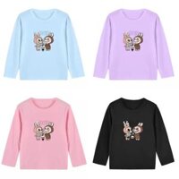 Dài tay cho bé gái cổ tròn labubu T-Shirts teen của cotton sáng bóng t Áo sơ mi cho 9-10 năm