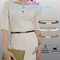 Đai thắt eo da thật bản nhỏ 1cm khoá bấm Đv050 - đai thắt lưng váy đầm suông da đẹp chắc chắn Meo shop