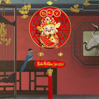 Dải Treo Thần Tài Lắc Đầu Gọi Tài Lộc Đồ Trang Trí Tết Thần Tài Treo Cửa May Mắn Tết Decor Nhà Cửa 2024