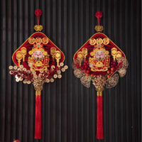 Dải treo thần tài lắc size to 40cm bằng nhung đỏ chào đón năm mới, dải treo khánh ngày tết hình thần tài