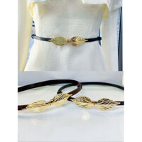 Đai váy Chiếc Lá Bản Nhỏ 1cm Mặt Mạ Dày Da Thật