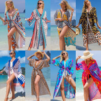 Dài Vừa Dài Cotton In Hình Đi Biển Áo Chống Nắng Cardigan Bikini Áo Bơi Bên Ngoài Rời Kỳ Nghỉ Khăn Choàng 3.29
