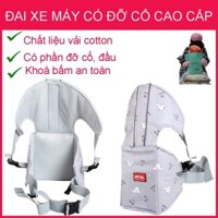 Đai Xe Máy, Đai Cho Bé Đi Xe Máy, Đai Đi Xe Máy. Được làm bằng vải cotton mềm mịn, thoáng mát, đỡ cổ