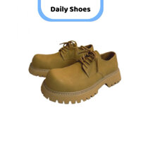 Daily Shoes Giày Da Nam Giày Chunky Derby Mario Vàng Đế Cao 6cm Da Lộn Nubuck Unisex