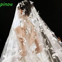 Dàiqiying Bướm Trắng Khăn Lau Đám Cưới, Đuôi Lớn Sợi Mềm Mũ Cưới Cô Dâu, Chiều Dài Sàn Retro Sang Trọng 3D Bướm Ảo Ảnh Cô Dâu Mũ Nữ