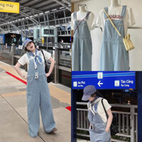 DAISIES Yếm Quần Kẻ Jeans Mềm Hàng QCCC Egg mác mei 8515 (Hàng Loại 1) Quần Yếm Jean Dài Phong Cách
