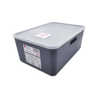 Daiso Hộp nhựa có nắp R30 hình vuông màu xám 36.5x26x16cm