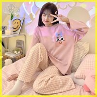 Daisy Casual Home Hoạt Hình Kẻ Sọc Quần Dài Tay Bộ Đồ Ngủ Nữ VN