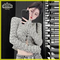 Daisy Thời Trang Nữ Dạo Phố Dài Tay Sang Trọng Xếp Ly Mỏng Ngắn Dệt Kim Cardigan VN