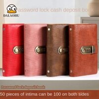 Dalaohu Chất kết dính tiền tiết kiệm, có khóa mật khẩu Ví lưu trữ Chất kết dính ngân sách có khóa, Sổ tay tiết kiệm quà tặng năm mới 50 tờ A6 Người tổ chức lập kế hoạch Unisex