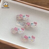 Dalaohu Hellokitty Kẹp Tóc, Kẹp Tóc Mèo KT Dễ Thương, Nơ Cá Tính Hoạt Hình Đầy Màu Sắc Kim Cương Giả Tóc Bé Gái