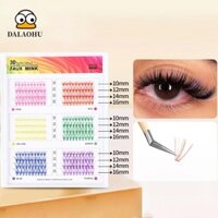 Dalaohu Mix Cụm mi màu, Trang điểm Lông mi chồn Lông mi giả, Uốn cong DIY 10-16mm Kéo dài lông mi Cosplay