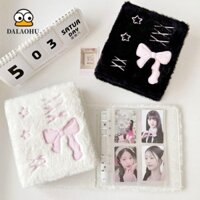 Dalaohu Plush Photocard Holder, Balletcore Star Chasing Idol Photo Album, A6 Dễ Thương Ins Loose-leaf Bow Card Binder Mini Photo