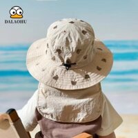 Dalaohu Trẻ Em Panama Mũ, Hoạt Hình Kawaii Thêu Mũ Chống Nắng Cho Bé, Bảo Vệ Cổ Sáng Tạo Nhanh Khô Thời Trang Rộng Vành Xô Mũ Phụ Kiện Trang Phục