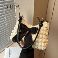 DALATI Túi Xách Đeo Vai / Kẹp Nách Xếp Ly Đính Nơ / Bông Hoa Cỡ Lớn Phong Cách Thời Trang Phương T