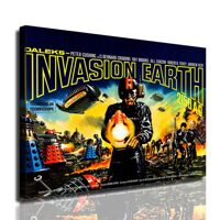 Daleks' Invasion Earth: 2150 A.D. (1966), Classic sci-fi movie retro poster printed on canvas. (21x28inch withframe)