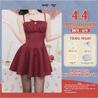 DALLA Đầm dây nhún ngực phom xòe phồng (D31)
