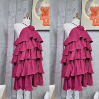 đầm 2 dây cổ hoa