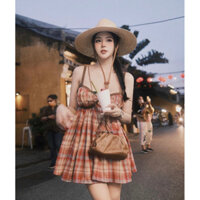 Đầm 2 dây cúp ngực kẻ babydoll mai phương bùi