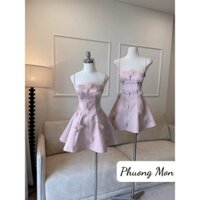 Đầm 2 dây đính phom xòe