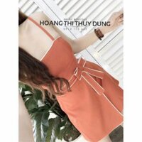 Đầm 2 dây kim tuyến phối nơ