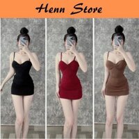 Đầm 2 Dây Ôm Body Dáng Ngắn Phong Cách Thời Trang Cao Cấp Có Mút Ngực DN22