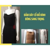 Đầm 2 dây - váy dự tiệc dáng ôm  cổ đổ đính Hoa siêu xinh