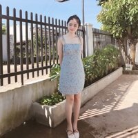 Đầm 2 dây voan hoa