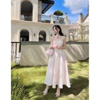 Đầm 2 dây xòe kèm hoa cổ Flora Dress