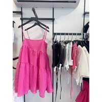 Đầm 2 dây xoè màu hồng cánh sen xinh xắn mùa hè dành cho nữ
