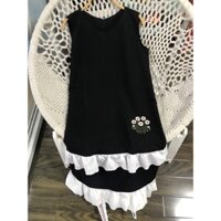 Đầm 2  tầng  đen phối màu hoa thêu