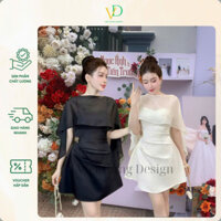 Đầm 2d tuyết mưa ép mùng mặc lên fomr xinh xỉu, tặng kèm khăn tag bướm vàng  vd805