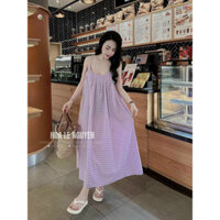 Đầm 2s caro dáng dài siêu rộng big size  mặc đi biển quá xịn