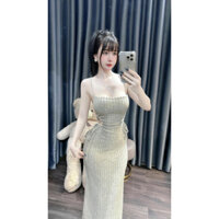Đầm 2s đẹp dáng dài ôm body khoét eo có mút ngực cho Nữ - Women