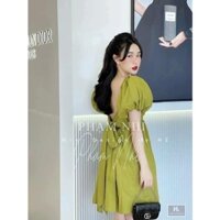 ĐẦM BABY DOLL NỮ DỰ TIỆC, TAY BÍ CỘT NƠ SAU SIÊU XINH-KÈM ẢNH THẬT