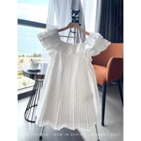 Đầm baby doll phom rộng tay bèo xòe nơ lưng xinh xắn đáng yêu
