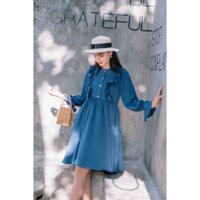 Đầm baby tay dài có phối bèo xòe nhẹ dịu dàng duyên dáng hàng thiết kế V Fashion B32-TK9