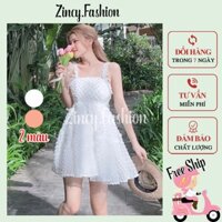 Đầm babydoll 2 dây voan xù CÓ MÚT NGỰC Váy babydoll tiểu thư nơ lưng đầm xoè công chúa dễ thương Kèm hình thật 2DNO.001