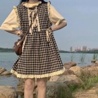 Đầm Babydoll caro kèm áo nữ sinh dễ thương