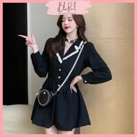 ĐẦM BABYDOLL CỔ VEST VIỀN BÈO ĐÍNH NÚT - FINNY DRESS T222