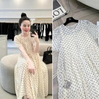 Đầm babydoll, đầm bầu dáng dài họa tiết chấm bi xinh xắn. Đầm tơ 2 lớp mặc đi làm đi tiệc thoải mái