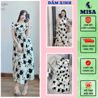 Đầm babydoll, đầm bầu hoa nhí thiết kế tay cánh tiên chất vải lụa tằm mềm mại PAVELLASHOP