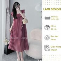 Đầm babydoll dáng dài bigsize đi dự tiệc xinh xắn thiết kế dập ly phối tay cánh tiên vải voan cao cấp LAMI