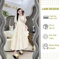 Đầm babydoll dáng dài dự tiệc hai lớp chất vải đũi mềm mát xinh xắn thời trang 2025 của LAMI